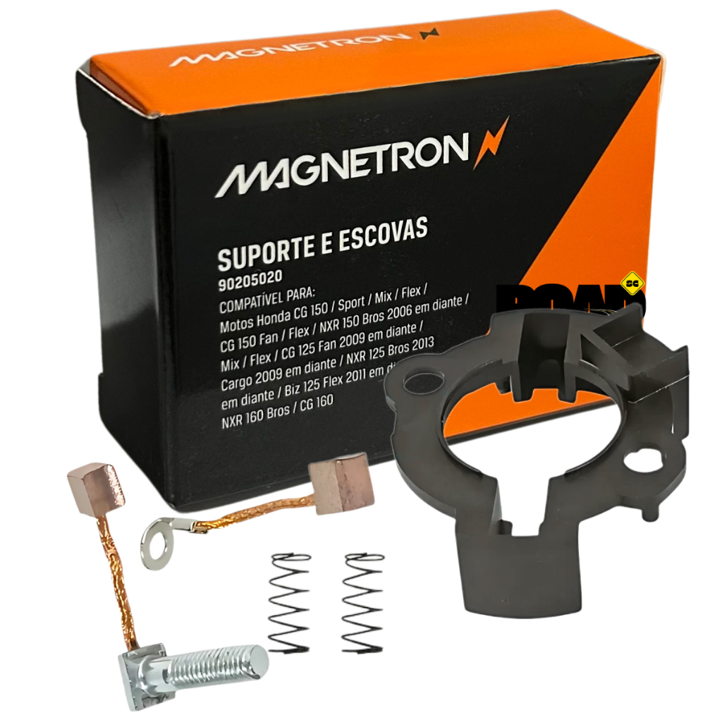 KIT SUPORTE E ESCOVAS MOTOR PARTIDA ARRANQUE NXR 125 BROS, NXR 150 BROS, NXR 160 BROS - Magnetron
