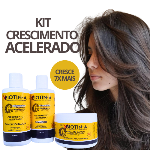 Kit Crescimento Bomba Força de Cavalo Shampoo Condicionador Máscara Bomba Tratamento Capilar