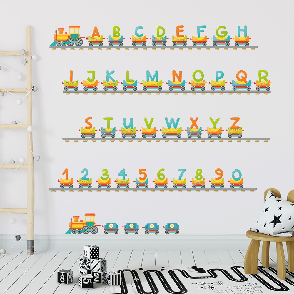 Adesivo de Parede Infantil Alfabeto Trens Quarto Menina Menino Decoração Bebê - 421adn em Oferta na Shopee