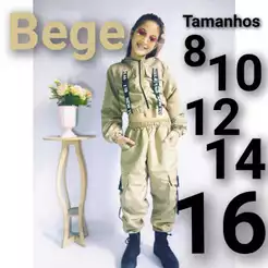 Conjunto Infantil Juvenil Menina Tactel Blusinha Bomber Calça Jogger Cargo 8 ao 16 Cores Variadas
