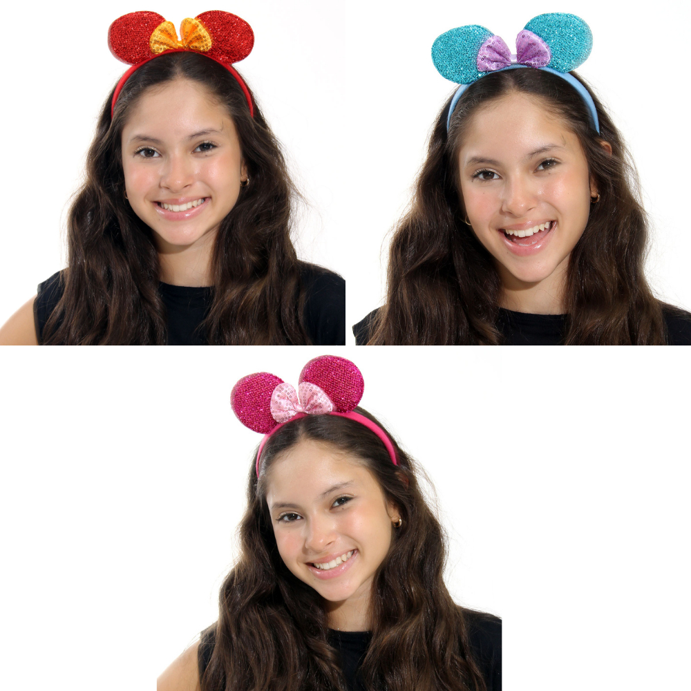 Tiara Minnie Com Paetê Infantil Ratinha Em Diversas Cores