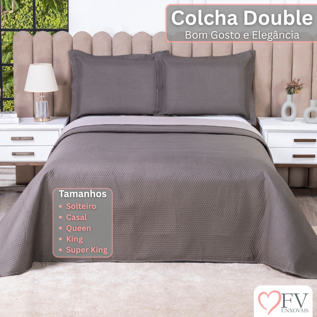 Kit Colcha Casal Dupla Face Super King Cobre Leito Jogo de Cama Solteiro, Queen, King e Su...