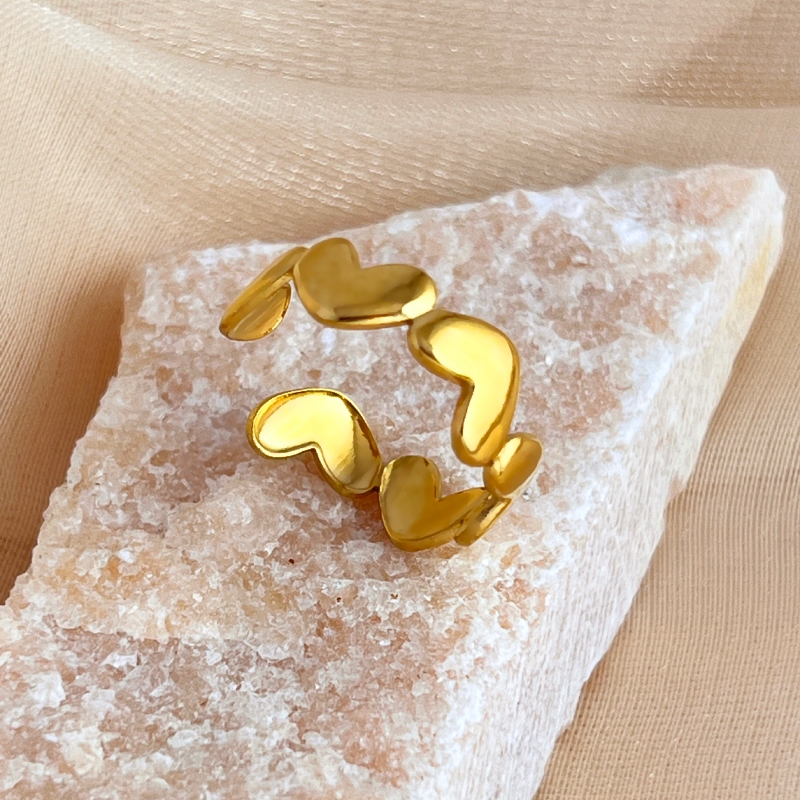 Novo anel de moda em aço inoxidável 18K, o design da abertura pode ser ajustado em tamanho em Oferta na Shopee