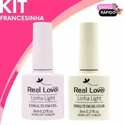 Esmalte em Gel Real Love Kit Francesinha Linha Light Color Soak-off UV&LED Branco e Renda