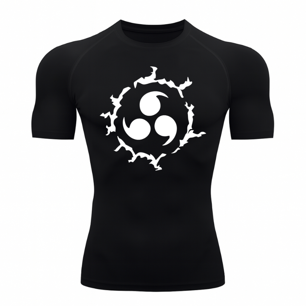Camiseta Compressão Manga Curta Anime Naruto Símbolo Marca Maldição Sasuke Rash Guard em Oferta na Shopee
