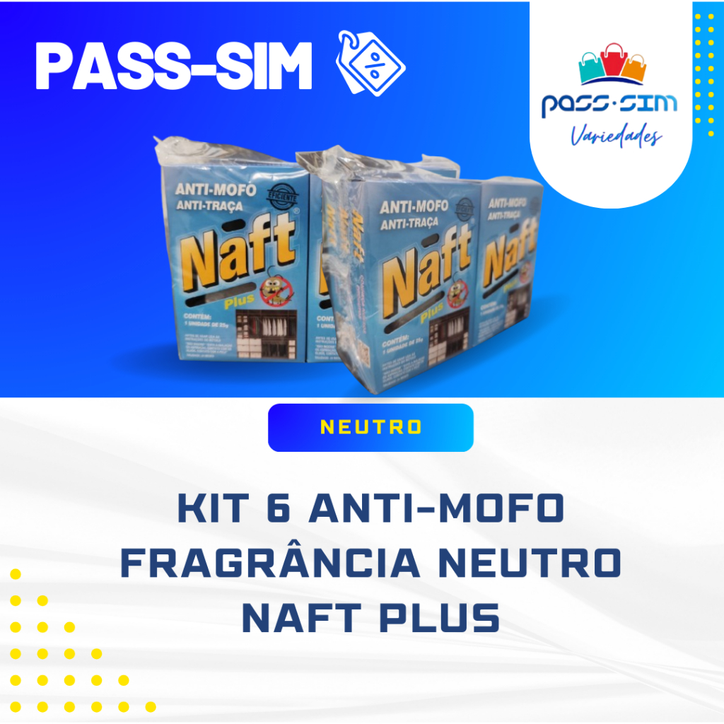 KIT 6 ANTI-MOFO/TRAÇA 25G - NAFT PLUS em Oferta na Shopee