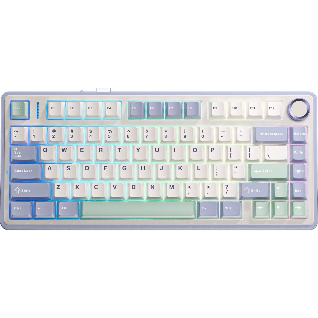 Teclado Mecânico Aula F75 Layout 75 RGB Hot Swappable LEOBOG Cinza Idioma Ingles US Verde