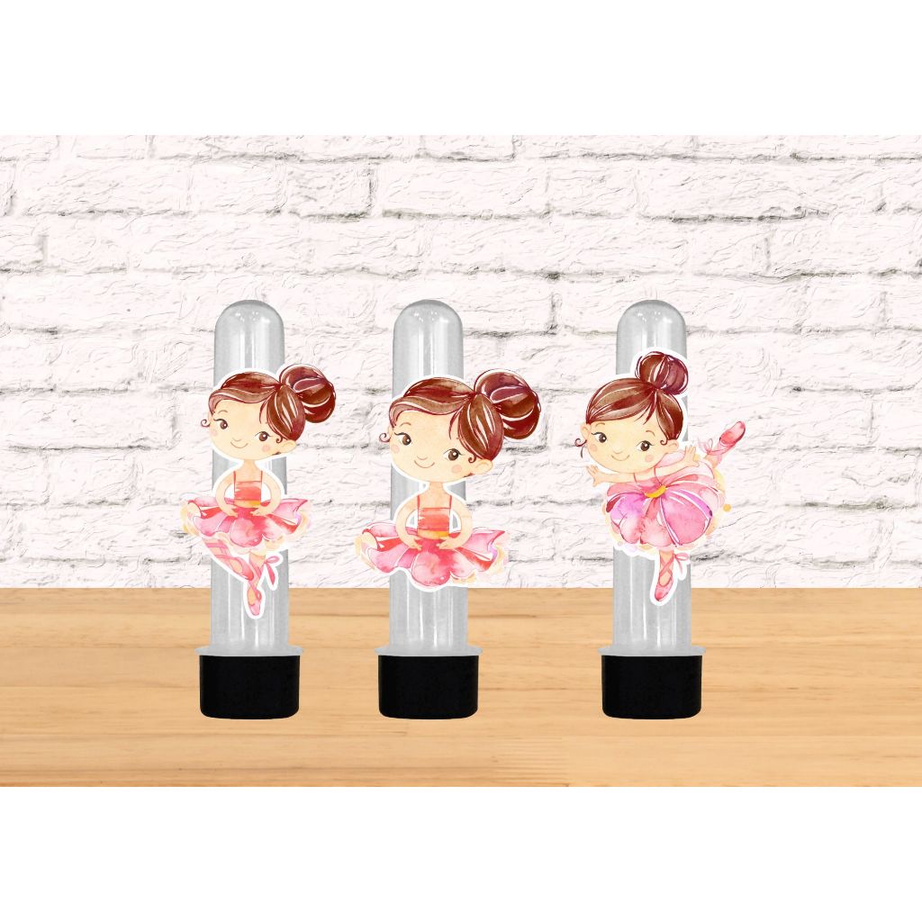 Aplique tubete Bailarina Rosa Lembrancinha Festa Aniversário Decoração Mesa Doces Personalizado
