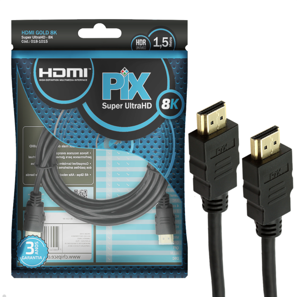 Cabo Hdmi Gold 2.1 8k HDR 1,5 Metros Pc Console 018-1015 Pix