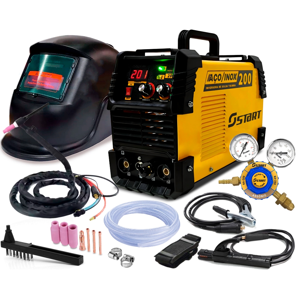 Inversora De Solda Start Multiprocessos TIG MMA Eletrodo MaxTig 200A Regulador Argônio E Acessórios em Oferta na Shopee