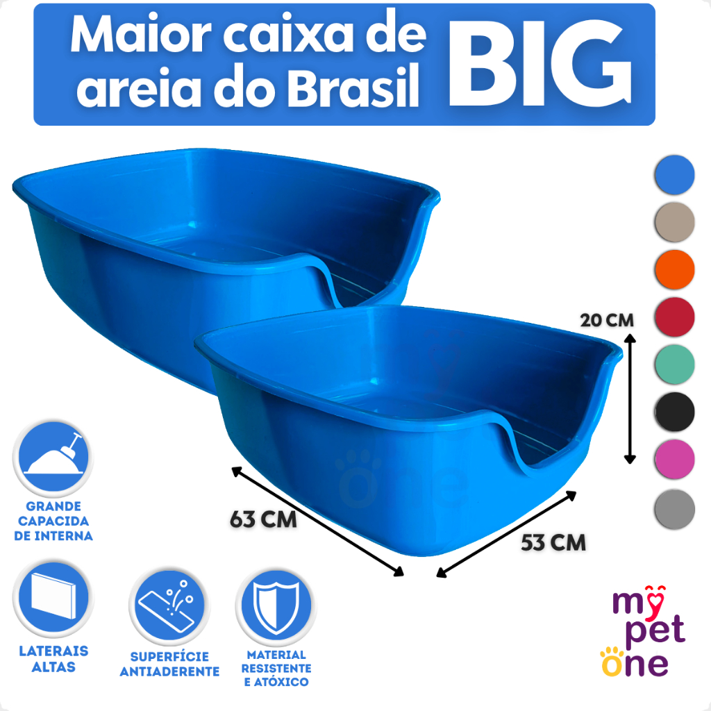 Kit 2 Caixa de Areia para Gatos Funda Big Alvorada Pet - Azul em Oferta na Shopee