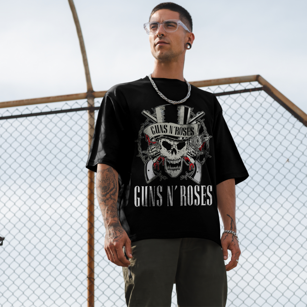 Camiseta Unissex Guns N' Roses Banda de Rock 100% algodão em Oferta na Shopee
