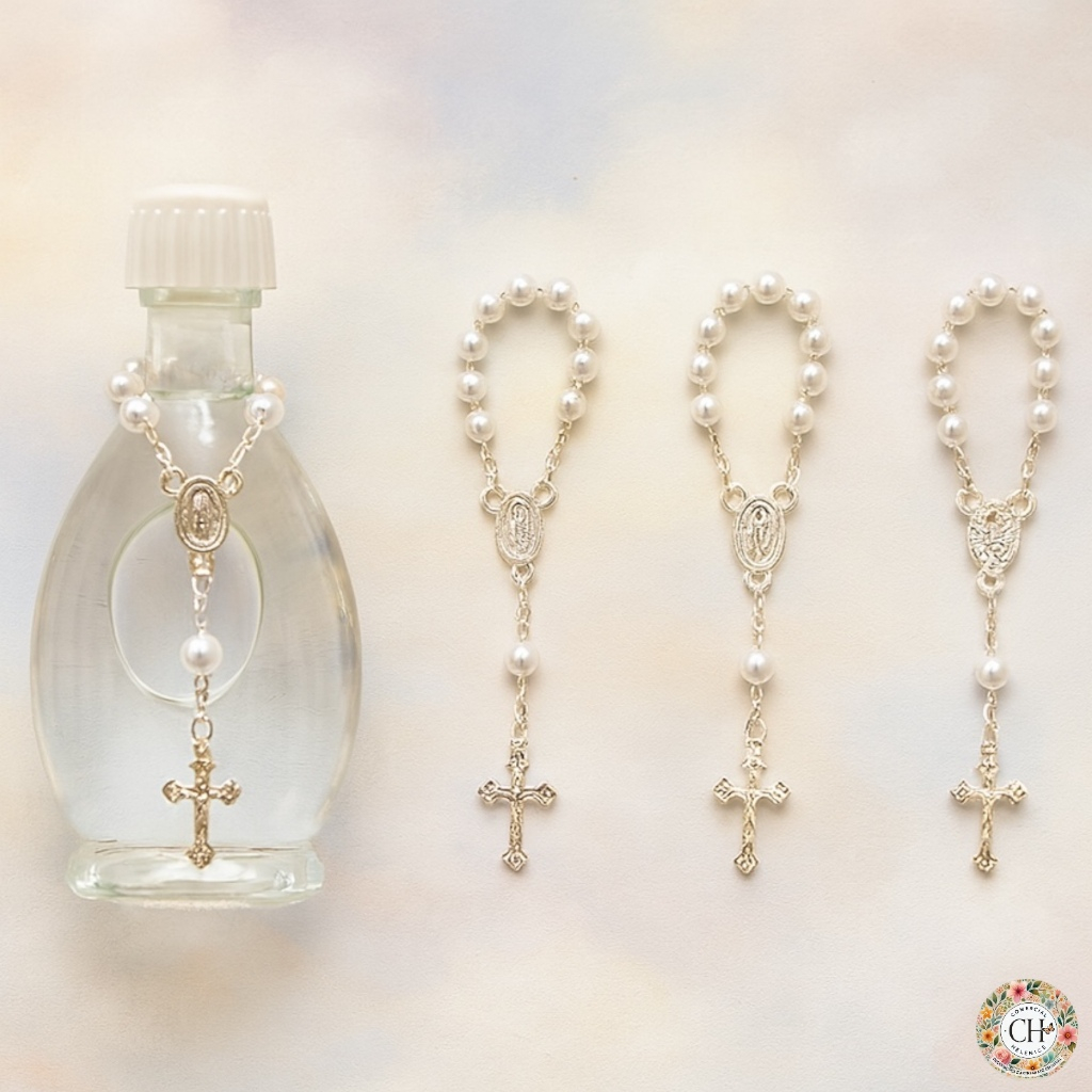 Kit 12 Mini Terços Para Batizado e Casamento Lembrancinhas Religiosas Crisma Eucarístia
