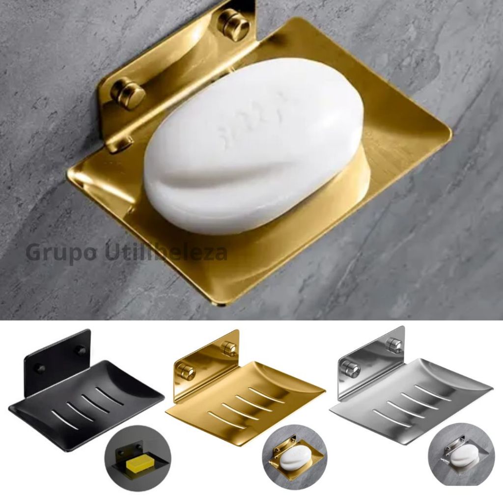 Saboneteira Luxo para Banheiro Porta Sabonete Luxo Inox Preta Dourada e Prata em Oferta na Shopee