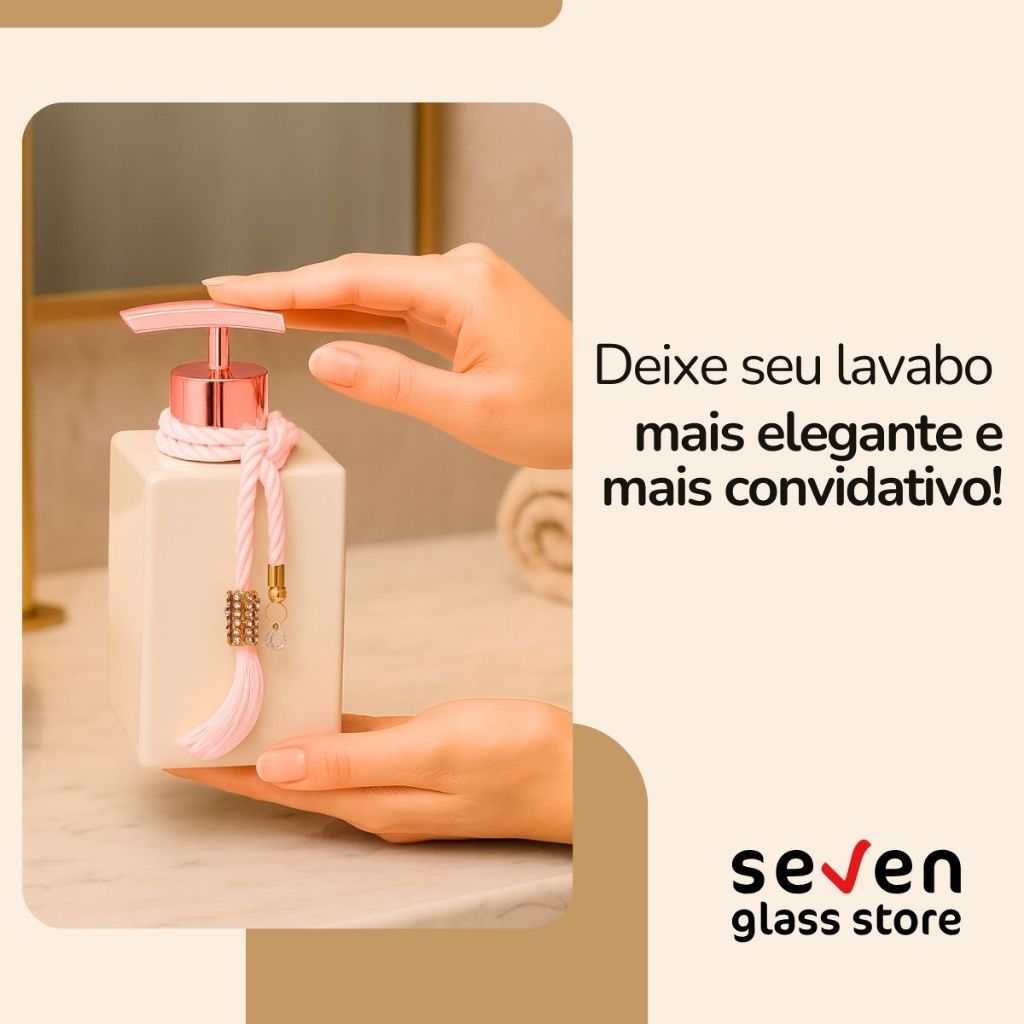 01 Frasco Vidro Porta Sabonete Cubo 250ml Branco C/ Válvula Prime Super Luxo + Enfeite · foto 2