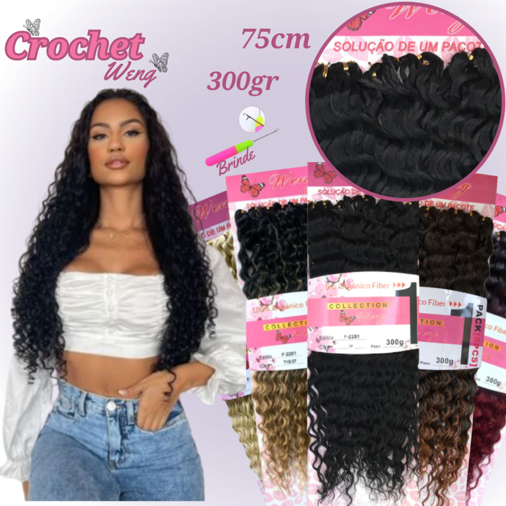 Cabelo Cacheado 75cm Crochet Braid 100% Orgânico em Oferta na Shopee