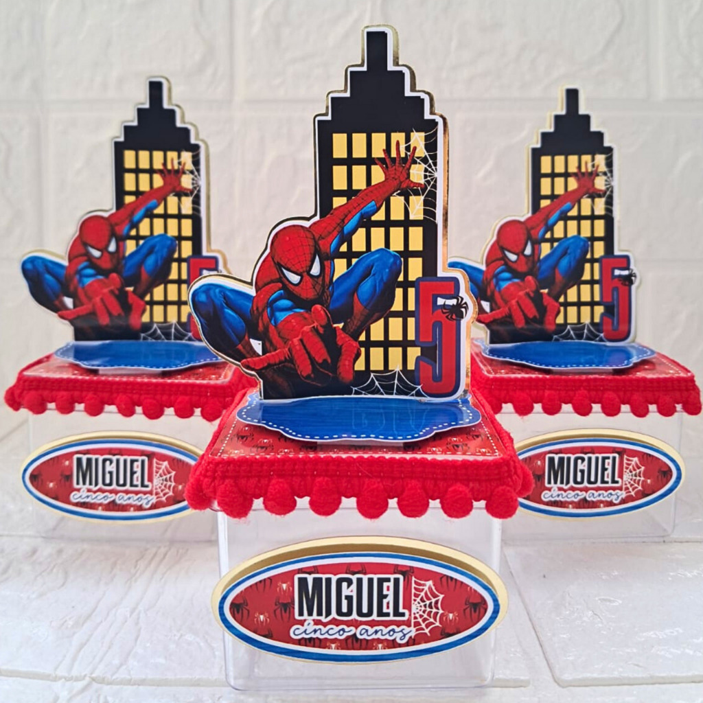 Lembrancinha para festa Homem aranha | Caixa acrílica 6x6 personalizada do homem aranha | festa do homem aranha