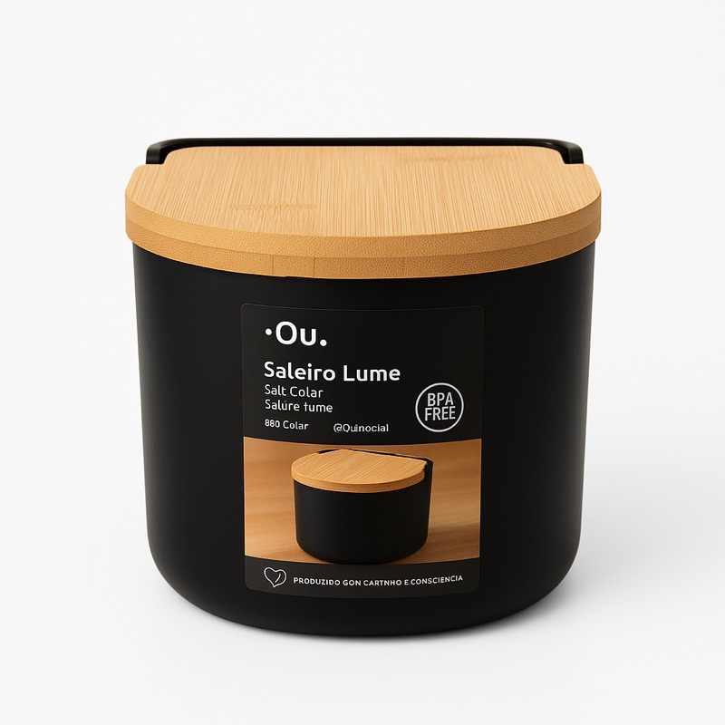 Saleiro Tampa De Bambu Mesa Cozinha Lume Ou