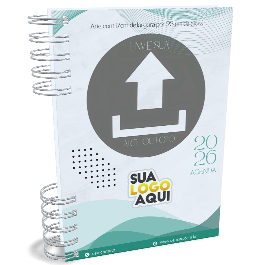 Agenda Personalizada 2026 Sua arte ideia logotipo foto Empresa Comercial Atacado Não fazemos a arte