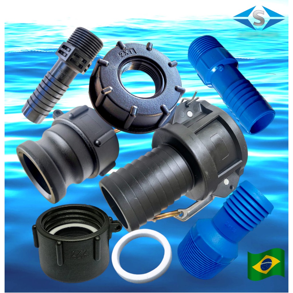 Conexão Adaptador IBC Container 1000L Redução 3/4, 1/2, 1 polegada ou 2 polegadas Rosca Grossa