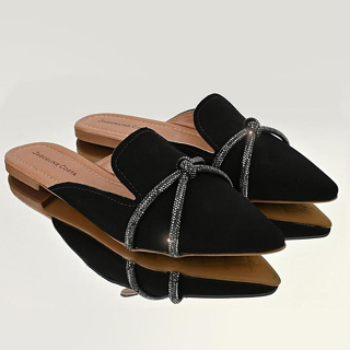 Mule Bico Fino Nó Sapato Feminino Detalhe Strass Brilho Confortável Casual Jaqueline Costa em Oferta na Shopee