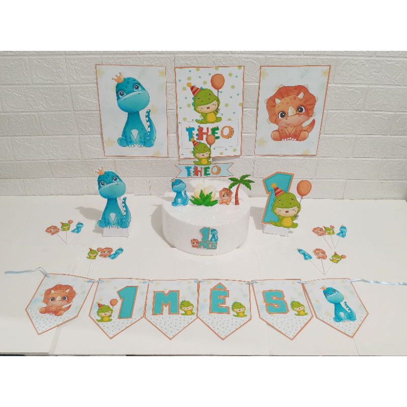 Kit Festa Dinossauro Baby Só um bolinho / Mesversario Aniversários / Lembrancinhas Casa escola
