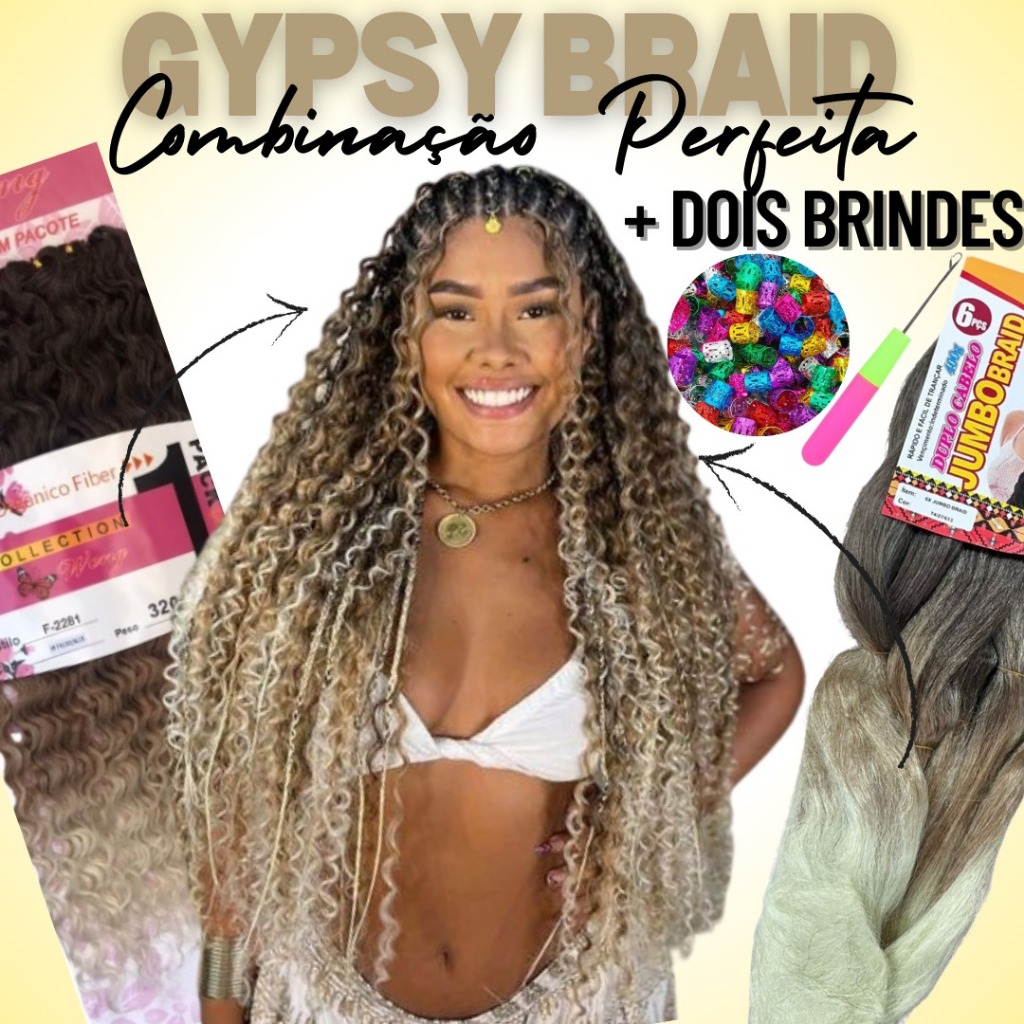 GYPSY BRAID, JUMBO PARA TRANÇAS + CABELO CACHEADO em Oferta na Shopee