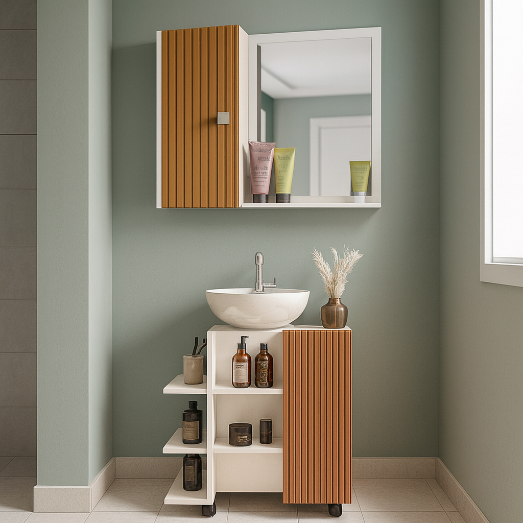 Kit Para Banheiro Espelheira Genova + Gabinete Classic - JM3 Móveis