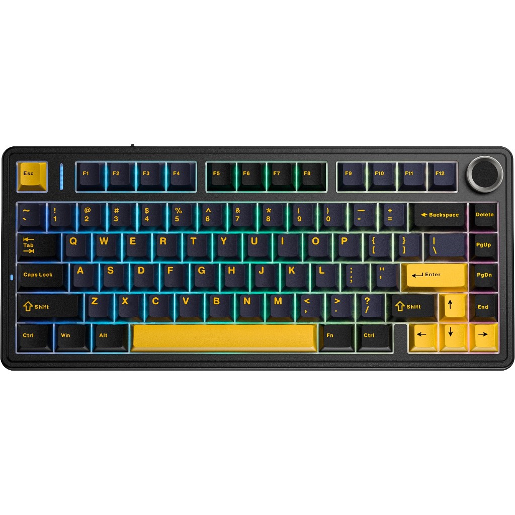 Imagem Teclado Mecânico Aula F75 Layout 75 RGB Hot Swappable LEOBOG Cinza Idioma Ingles US Preto