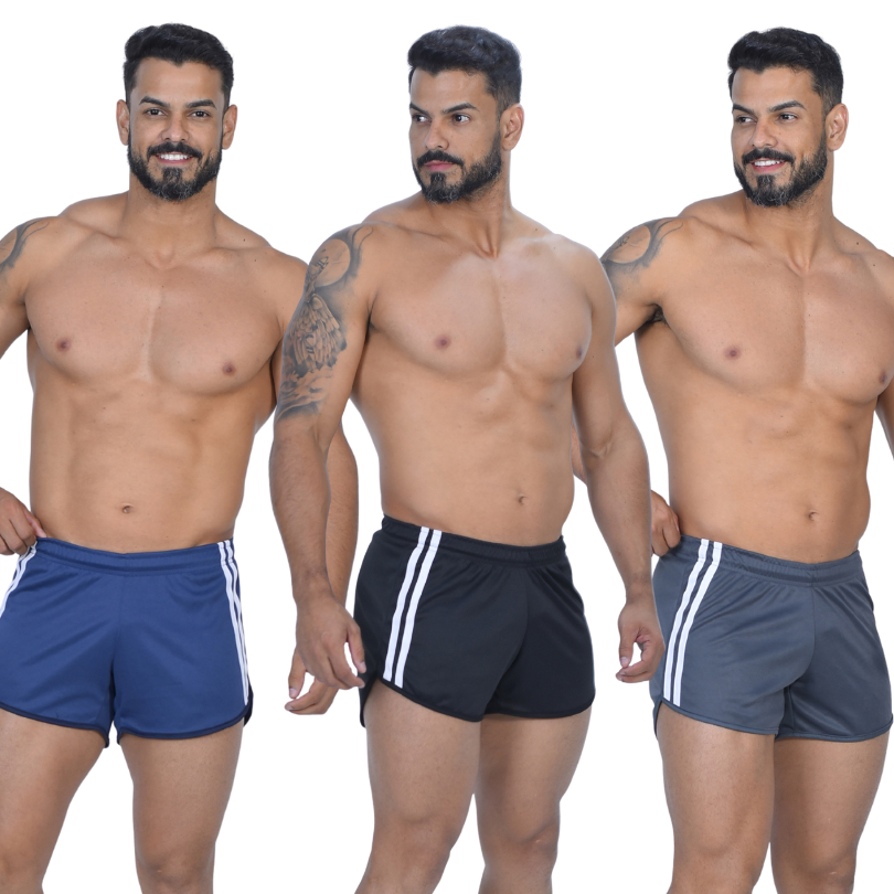 Kit 3 Short Curto Masculino Dry Fit Bermuda Atividade Física Treino Academia