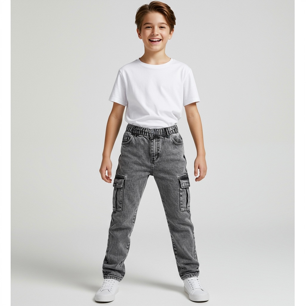 Calças Cargo jeans Infantil-Juvenil diversas cores em Oferta na Shopee