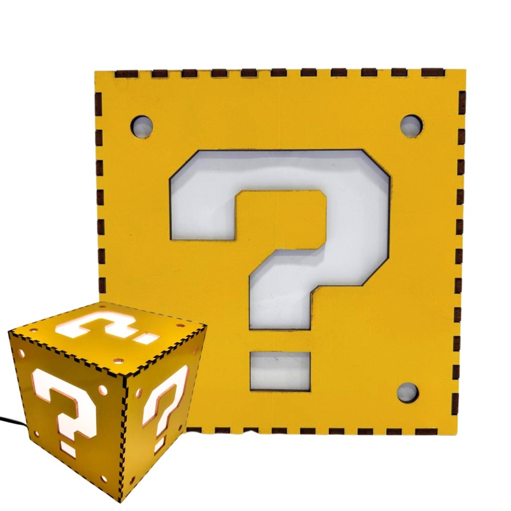 Luminaria Abajur Super Mario Abajur Cubo Bloco De Mesa Decorativa Geek Gamer
