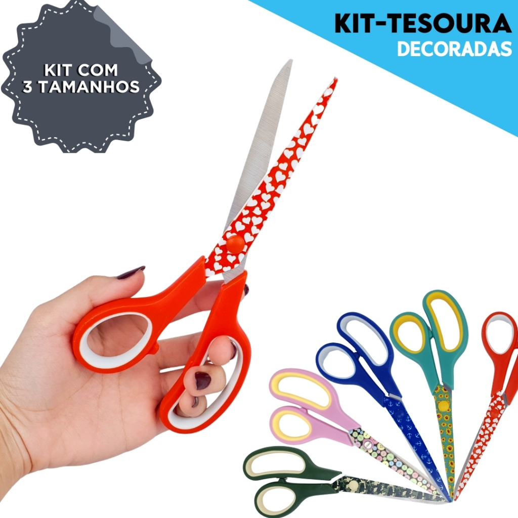 Kit C/ 03  Tesoura Para Costura Decorada - MN em Oferta na Shopee