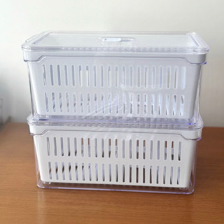 Organizador de Geladeira 5L – Acrílico Transparente com Cesto e Válvula de Vedação em Oferta na Shopee