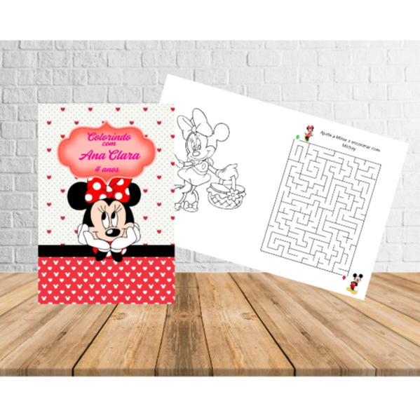Mine livrinho de colorir COM ATIVIDADES Minie 10cmx15cm/lembrancinha personalizada-festa infantil -aniversário