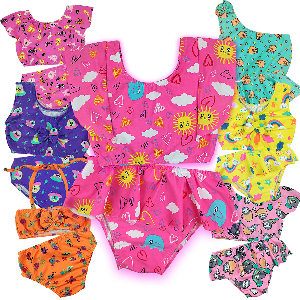 Biquíni Feminino Infantil Menina Maiô Criança Roupas De Praia em Oferta na Shopee