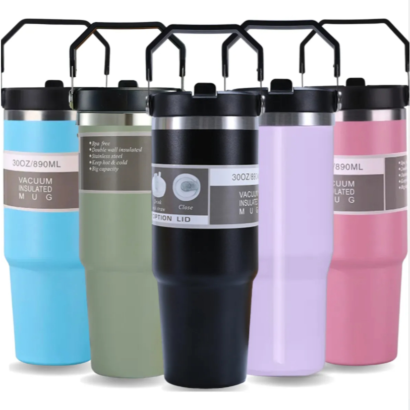 Garrafa Térmica Inox 900ml ou Tampa Flip Antivazamento Alça para Transporte Presente LINHA PREMIUM! em Oferta na Shopee