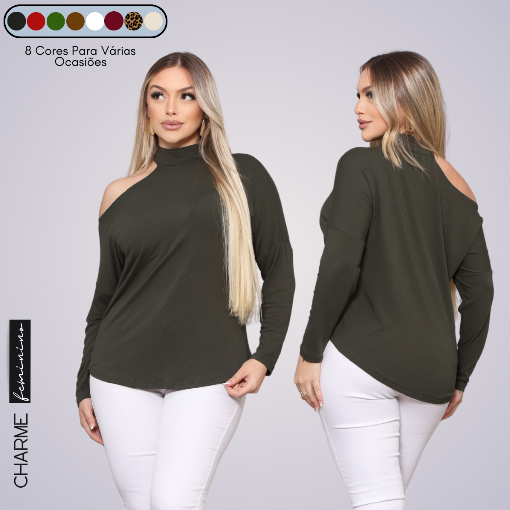 Blusa Feminina Gola Choker Manga Longa Inverno Segunda Pele