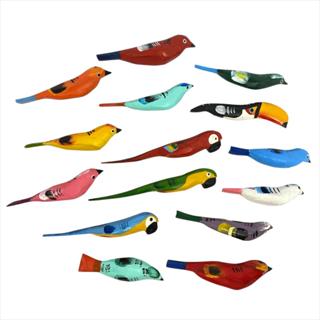 Passarinho De Madeira G Kit C/ 7 Passaros Saira Arara Tucano Decoração Jardim em Oferta na Shopee