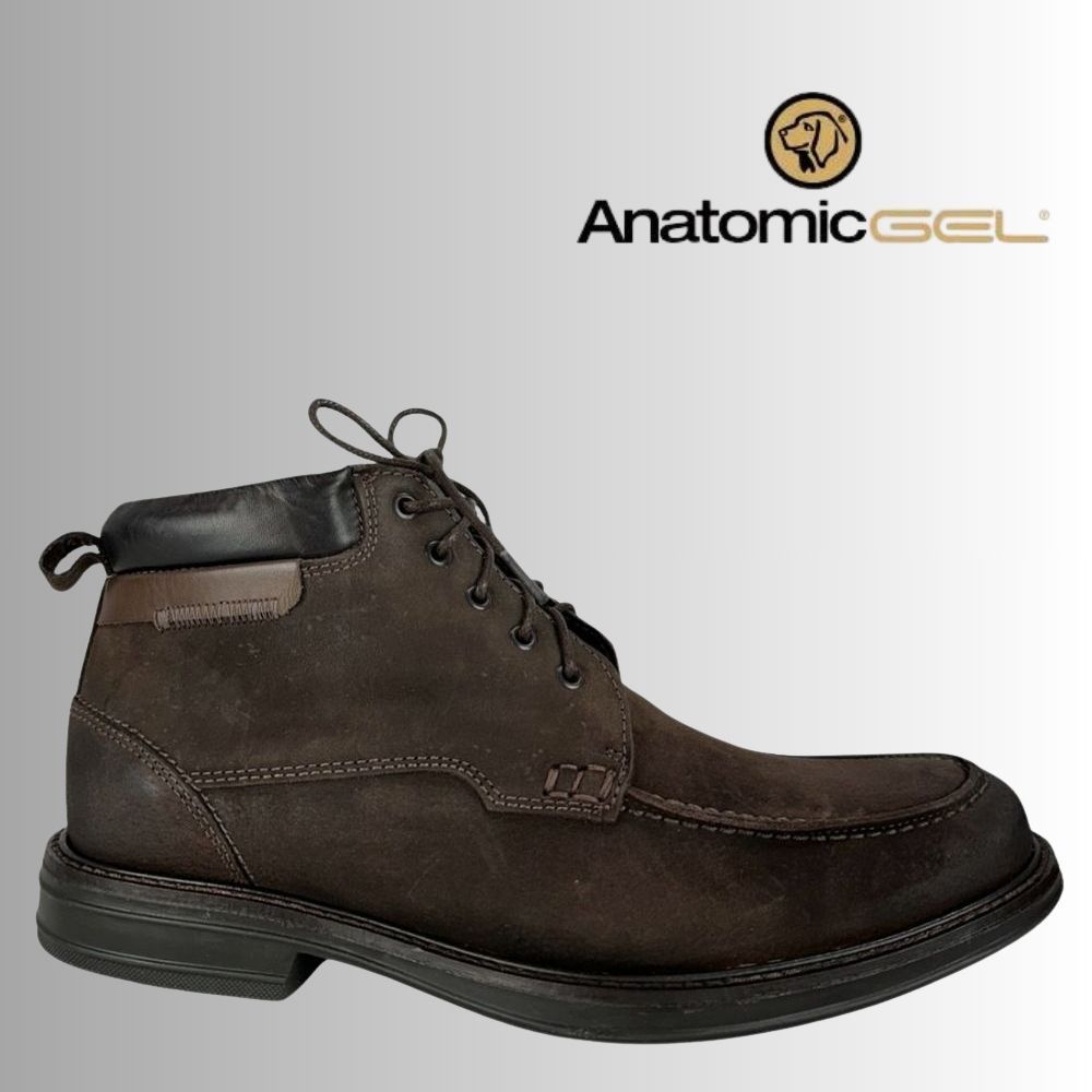 Coturno Social De Couro Com Cadarço Palmilha Gel Macia Bico Redondo Anatomic Gel
