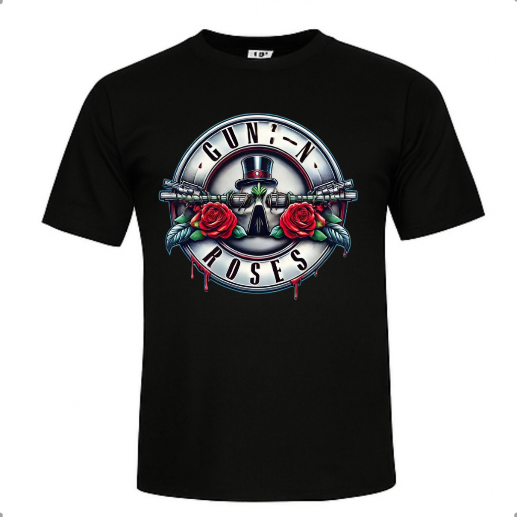 Camisa Camiseta Guns N Roses Logo Banda de Rock Unissex 100% Algodão Tshirt Rock Metal