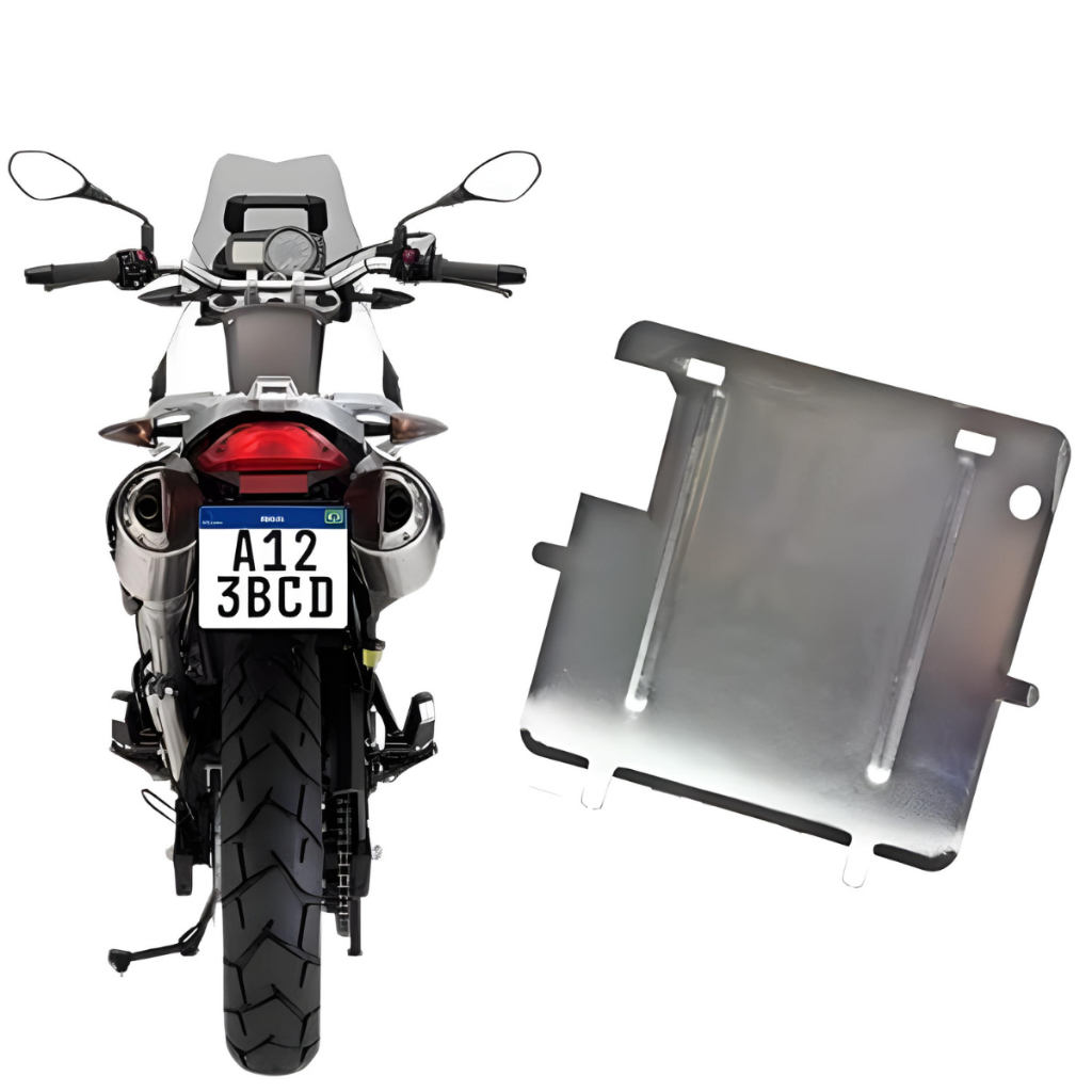 Suporte Placa Reforçado Moto Mercosul 20x17 Aço Carbono Universal Moto CG Fan Bros XRE Honda Yamaha