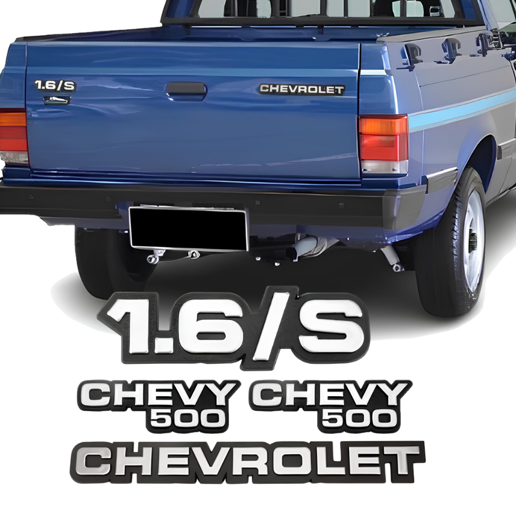 Kit Emblema Letreiro Cromado Chevrolet 1.6 Chevy500 1987 1988 1989 1990 1991 1992 1993 1994 1995