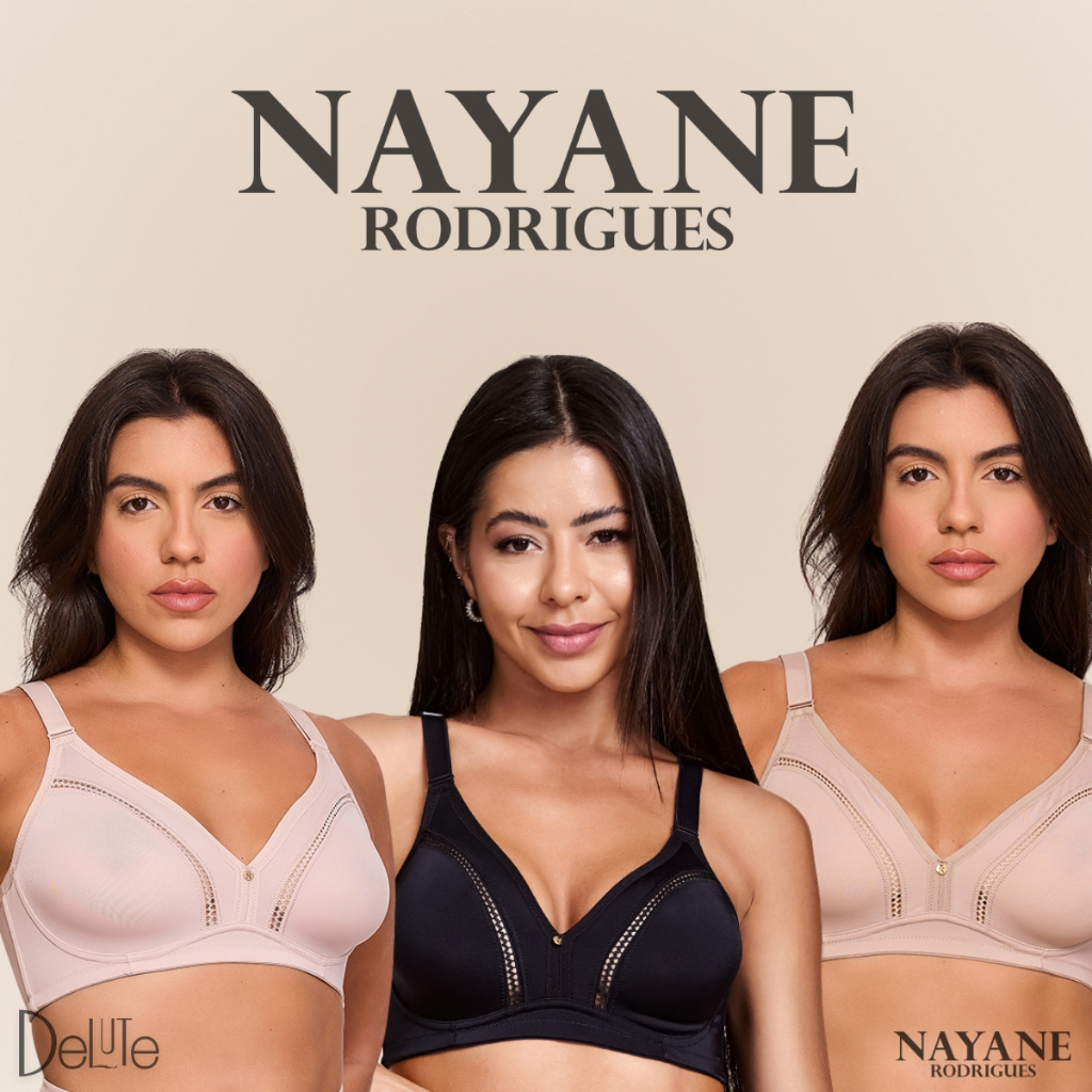 Sutiã Adulto Feminino Nayane Rodrigues Sem Bojo e Sem Aros Com Sustentação e Barbatanas Laterais