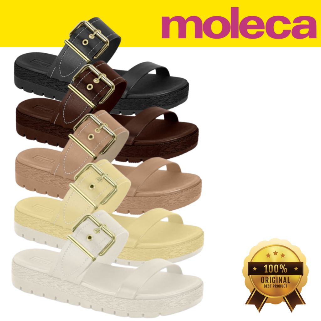 Papete Moleca Sandália Feminina Brilho Flatform Strass Birken Fivela Tamanco Confortável Original