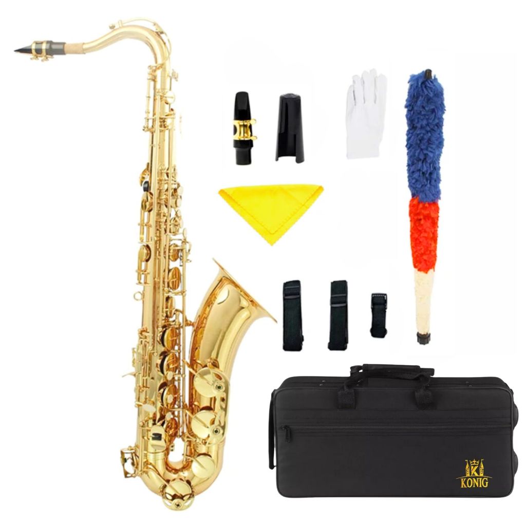 Sax Tenor Dourado Completo Com Estojo Boquilha Laqueado Konig