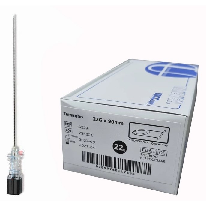 Agulha P/ Raqui Desc. 22g 3. 1/2 90x7 cx c/ 25 unidades - Unisis