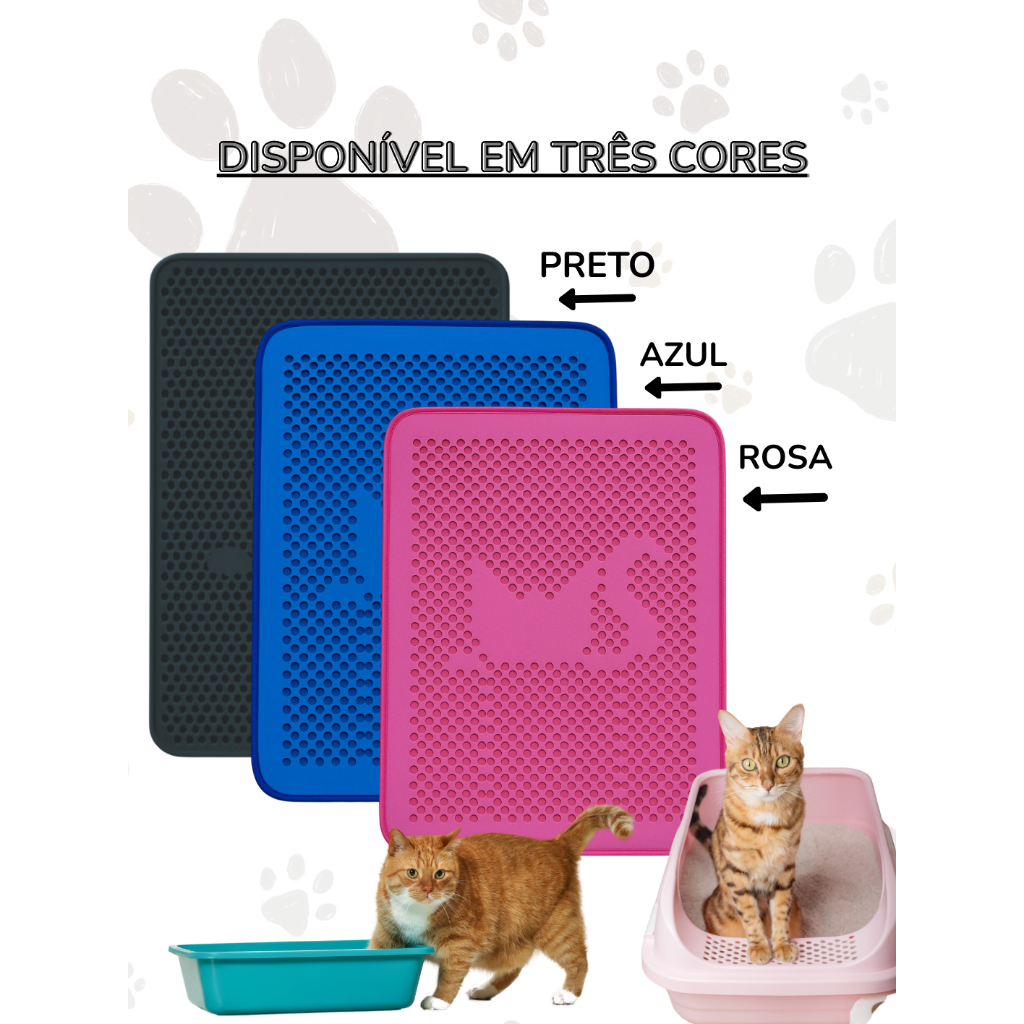 Tapete Higiênico Para Gatos Coletor Anti Sujeira Limpa Patas Coletor De Areia Dupla Camada Diversas Cores