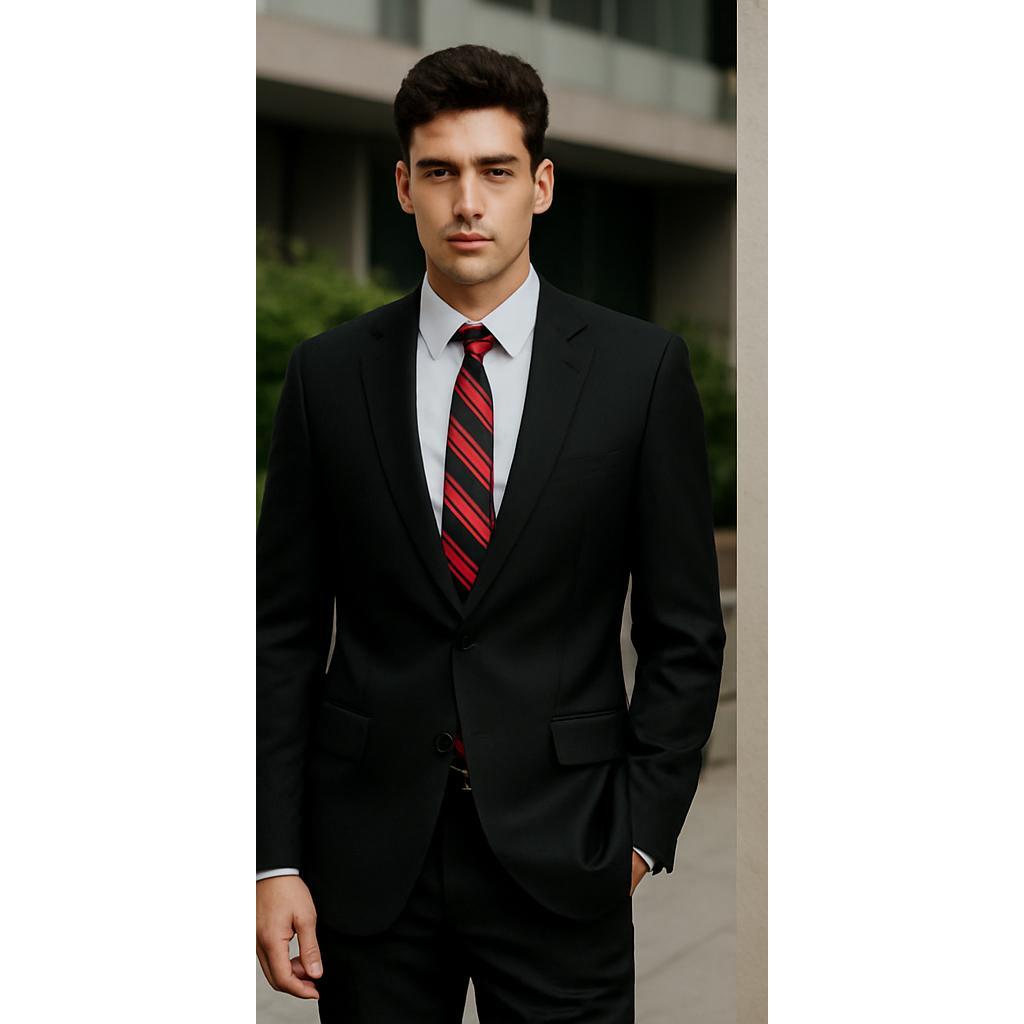 Terno Slim Masculino Microfibra Corte Italiano Preto Todos Tamanhos