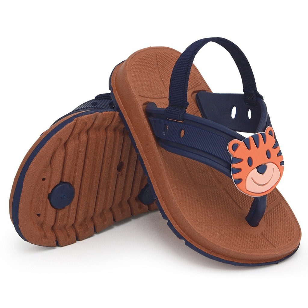 Chinelinho Sandália Infantil Masculina Conforto com Personagens – Dinossauro e Tigre